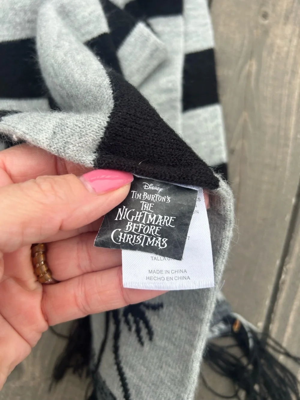 Tim Burtons The Nightmare Before Christmas‎ Scarf EUC Jack And Sally Striped